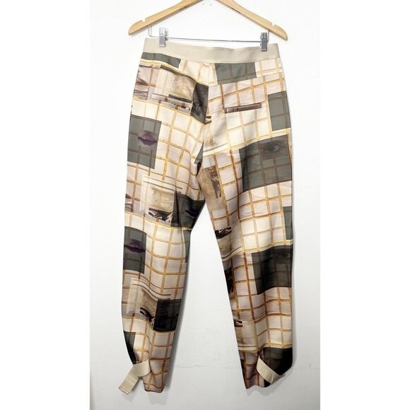 NWT Holzweiler Skunk Pants I See Patchwork Screen Printed Faces Tan/Grey Sz XL - Picture 5 of 14